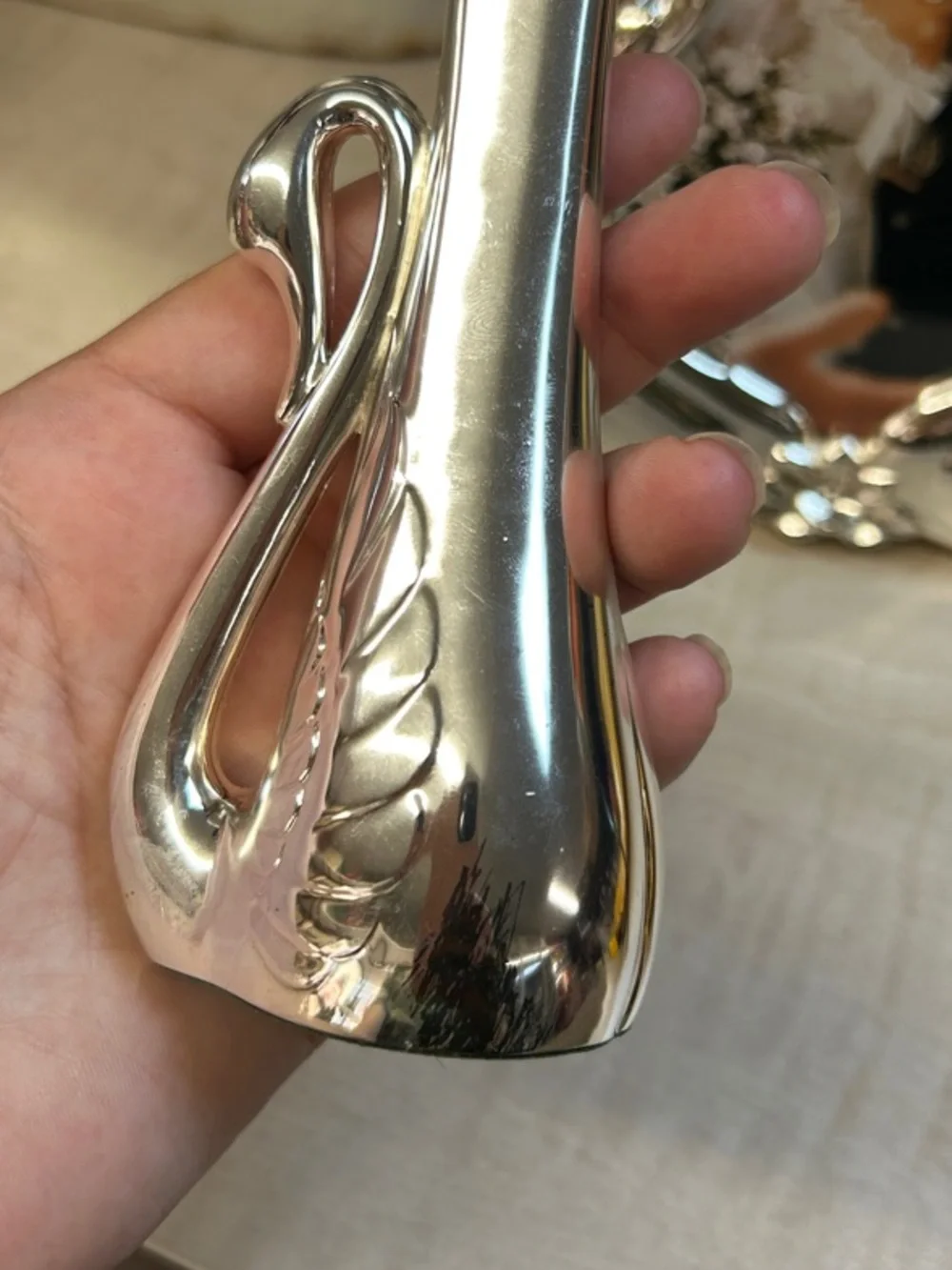 NWOT Vintage Silver Swan Heart Photo Frame & Bud Vase
